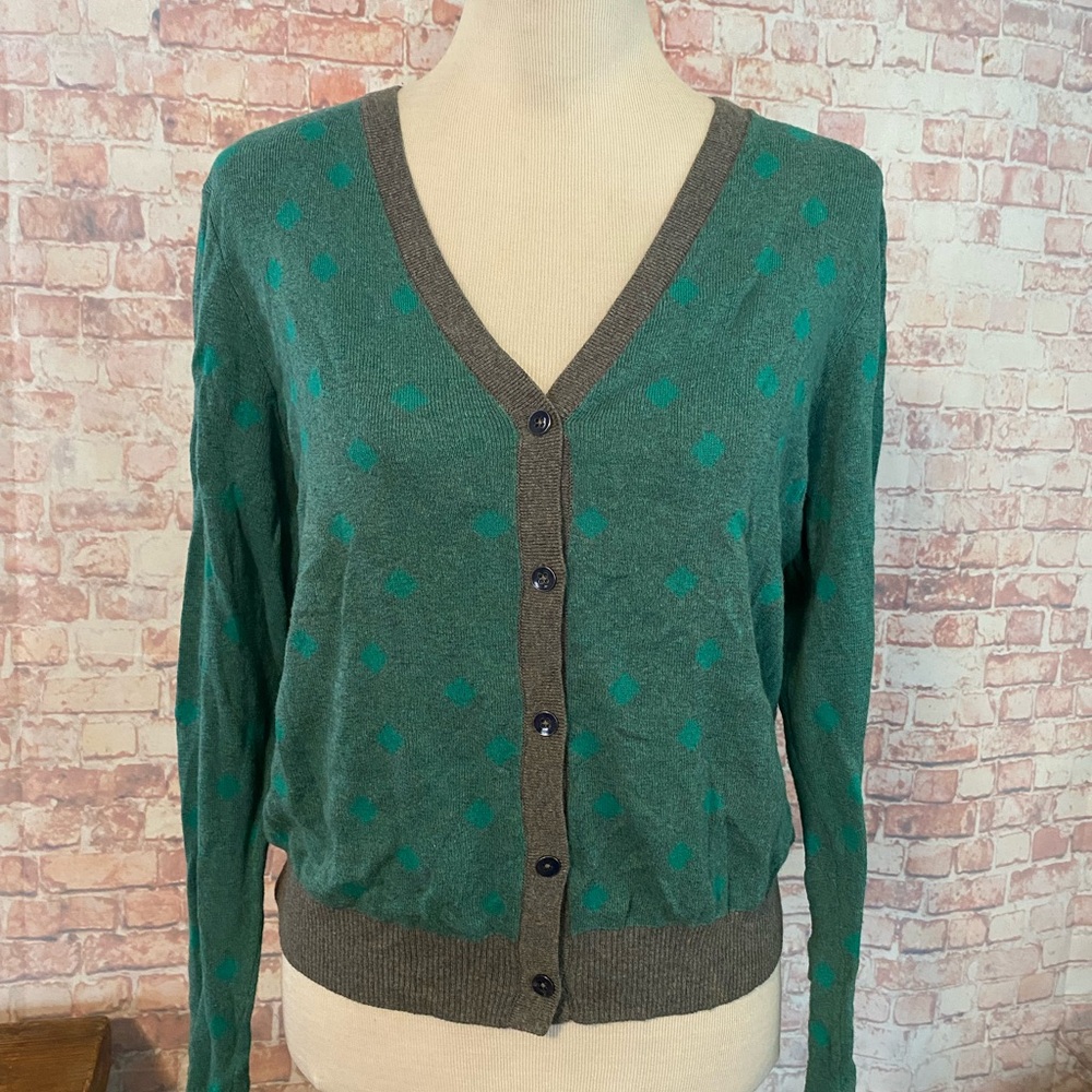 CAbi Green Polka Dot Cardigan